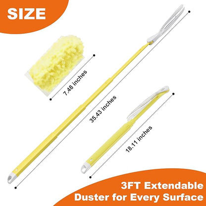 JOYMOOP Scented Telescopic Duster kit, 3FT Extendable Handle (Yellow) + 48 Yellow Refills for Swiffer Feather Duster,Easy Cleaning for Ceilings, Ceiling Fans, Blinds, Vents & Shelves
