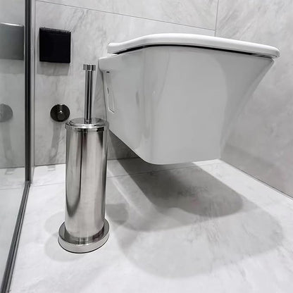 Silver Chrome Toilet Bowl Brush with Holder with Removable Plastic Liner, Durable Bathroom Cleaning Tool, Bathroom Cleaner Brush for Efficient Cleaning and Hygiene