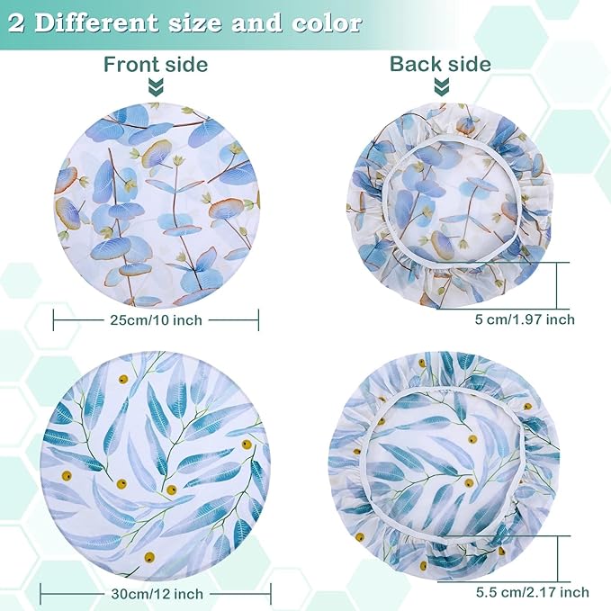 2 Large Reusable Beeswax Bowl Covers for Bread Proofing, 10/12 Inch Elastic Beeswax Wraps Cotton Cloth Sourdough Bowl Covers for Proofing Baskets, Mixer Bowls, Food Storage Containers