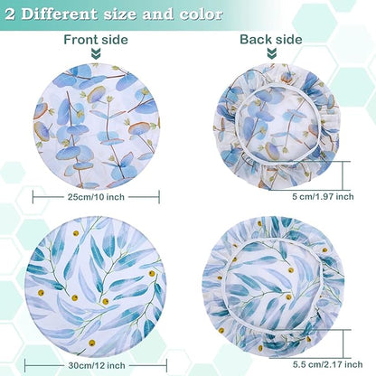 2 Large Reusable Beeswax Bowl Covers for Bread Proofing, 10/12 Inch Elastic Beeswax Wraps Cotton Cloth Sourdough Bowl Covers for Proofing Baskets, Mixer Bowls, Food Storage Containers