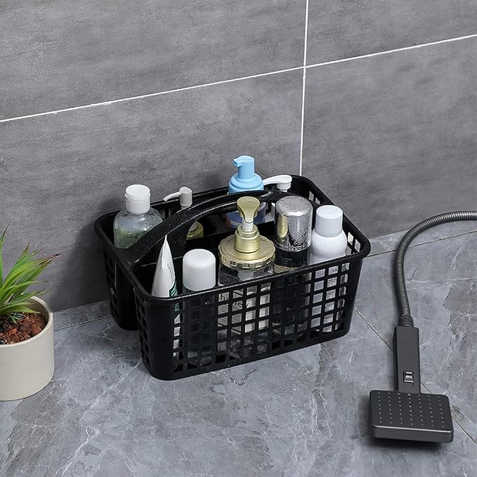 Portable Shower Caddy Basket,Convenient Cleaning Supplies Organizer with Compartments and Handle,Ideal for Bathroom, Bedroom, Kitchen, College Dorm,Garden,etc.black-2 Pcs