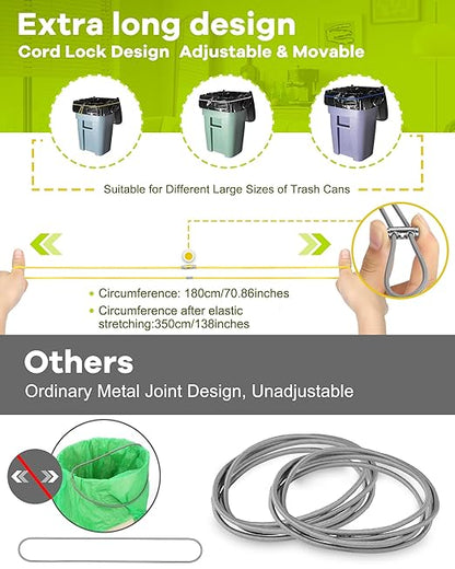 Large Rubber Bands for Trash Can Fits up 40-96 Gallon Extra Large Trash Can Rubber Bands Garbage Can Bands Outdoor Trash Bag Holder Multifunction Bands Buckles of common metal for Picnic Camping Party