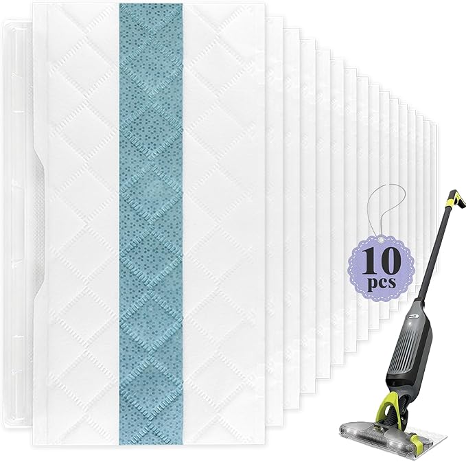 Disposable Hard Floor Pad Refills, Compatible with Shark VACMOP Pro VM252 VM251 VM250 VM200 QM250 VM190 VM200P12 VMP30 for use on All Sealed Floors （10 Pack）