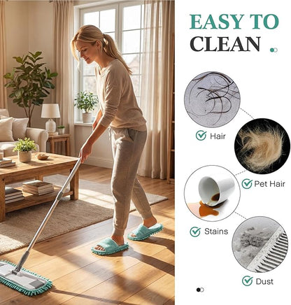 Jecery 4 Pair Washable Microfiber Mop Slippers Detachable Dusting Shoes for Floor Cleaning, Office & Home Use Suitable for Women & Men(Gray,Brown,Black,Sky Blue,M Size)