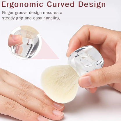 Soft Transparent Nail Dust Powder Remover Brush – Kabuki Style Cleaner for Acrylic & Gel Nail Art（2pcs)