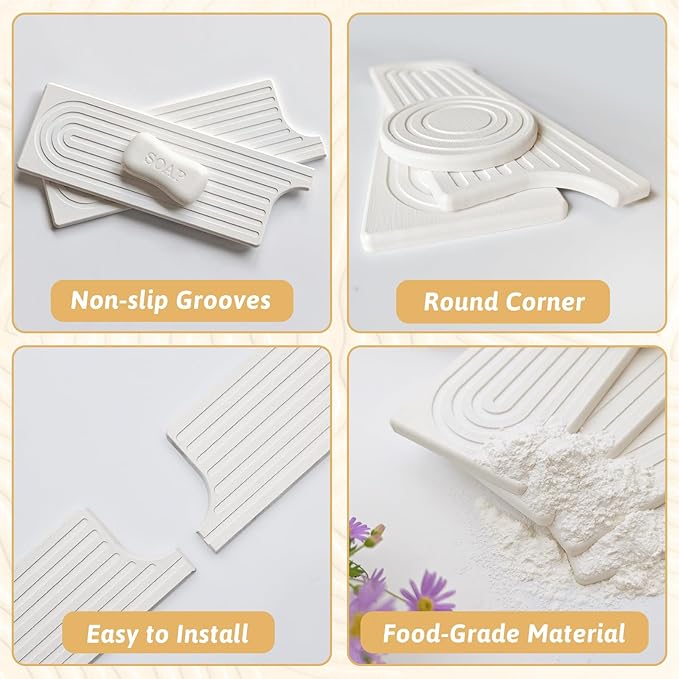 23.6" Faucet Mat for Kitchen Sink, Long Diatomite Fast Drying Stone Sink Tray, Super Absorbent, Prevents Moisture Buildup, Durable Protector for Kitchen Bathroom Counter, Gift for Housewarming, White