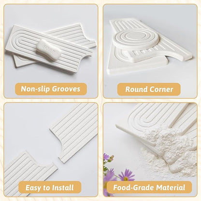 U Shape Sink Draining Mat Behind Faucet, Super Absorbent Diatomite Fast Drying Stone, Quick Drying Splash Guard, Prevents Moisture Buildup, Around Faucet Drip Mat for Kitchen Bathroom Counter, White
