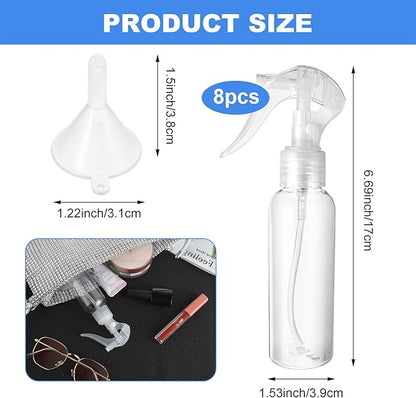 Molain 8Pcs Small Spray Bottles, No Leak And Clog Mister Spray Bottle, 3.5oz/100ml Empty Refillable Containers Reusable Liquid Container for Essential Oils Water Squirt