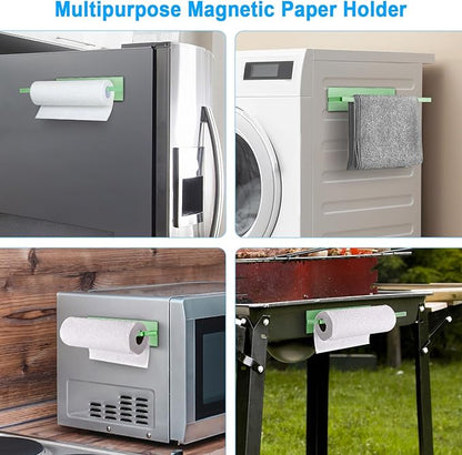Paper Towel Holder, Magnetic Paper Towel Holder for Fridge, Toilet Paper Roll Holder Magnet Towel Rack Wall Mount Fridge Organizer for Paper Towels Rolls Bathroom Pantry RV Kitchen Storage Green
