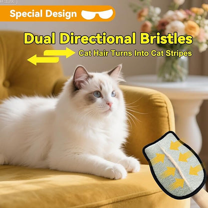 Pet Hair Removal Glove, Washable Reusable Cat Dog Fur Remover Mitt with Electrostatic Dual-Direction Surface for Couch, Sofa, Bedding, Rugs and Pet Beds(2pcs-Yellow Black)