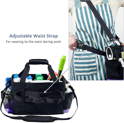 Large Cleaning Caddy for Cleaning Suppliers Organizer,15" Storage Organizer for House Clean Essential, Wearable Cleaing Bag, Storage Caddy for Housekeeping