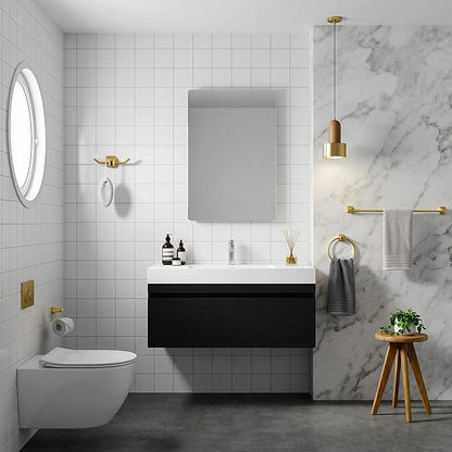 Brushed Gold Bathroom Hardware Set 4 Piece Gold Bathroom Accessories Set, 23.6 inch Bath Towel Bar Set | Towel Hook | Toilet Paper Holder | Hand Towel Holder