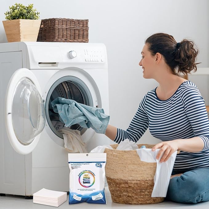 Laundry Color Catcher Sheets - Anti-Dye Transfer Washing Machine Paper, 50 Pack Fabric Protection | Prevent Bleeding Non Stain Absorbing Cleaning for Mixed Clothes Home Care Solution