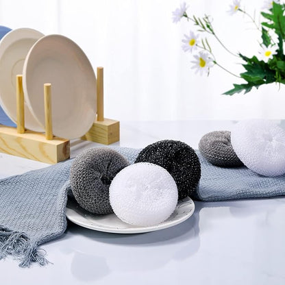Blulu Plastic Dish Scrubbers for Dishes Pot Round Nylon Pad, Mesh Scouring Non Scratch Pads(Simple Colors,30 Pieces)