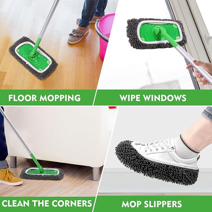 Reusable Wet Pads Refill for Swiffer Sweeper Mop - Dry Sweeping Cloths & Wet Mopping Cloths for Household Cleaning - Washable Microfiber Mop Pads, 6 Pack (Mop is not Included)
