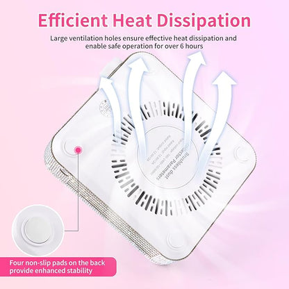 BQAN Nail Dust Collector Portable for Home & Salon - 4200RPM Vacuum with Reusable Filter, for Acrylic Drilling Dust Beginner Friendly Small Manicure Tool (White AB Rhinestones)