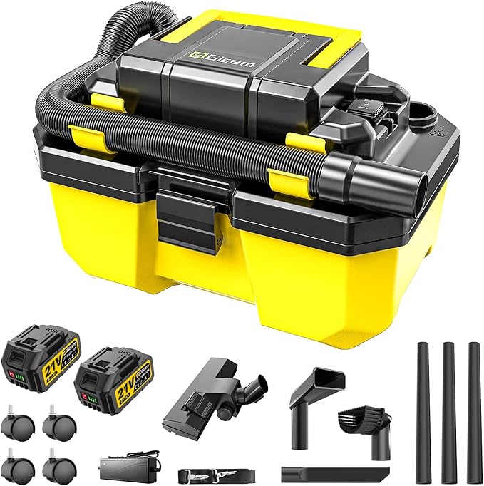 Cordless Shop Vac,3000W Brushless Motor,2x4.0Ah Battery Powered Shop Vac - 3-in-1 Wet Dry Vacuum Wet and Dry with HEPA Filter,Shoulder Strap & Accessory Storage Holder,Portable for Garage,Workshop,Car