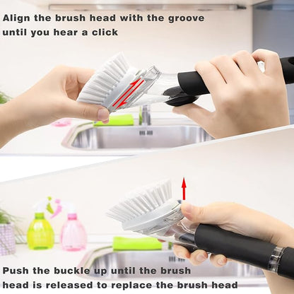 Brush Refills for OXO Dish Brush - 8 Pack Dish Brush Cleaning Soap Dispensing Head Replacement for Scrubber (White)