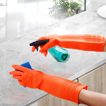 3 Pairs Rubber Dishwashing Gloves,Rubber Cleaning Gloves, Reusable Kitchen Glove for Household,Waterproof