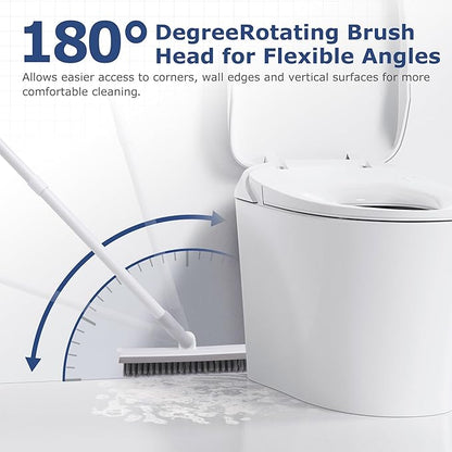 IVYROLL Grout Brush with Long Handle, Floor Cleaning Scrubber with Stiff Bristles for Tile Line, Shower, Crevice, Bathroom, Kitchen and Hard-to-Reach Corners