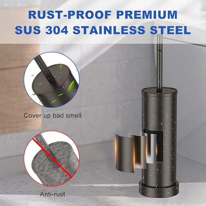 Toilet Brush and Holder Set: 304 Stainless Steel
