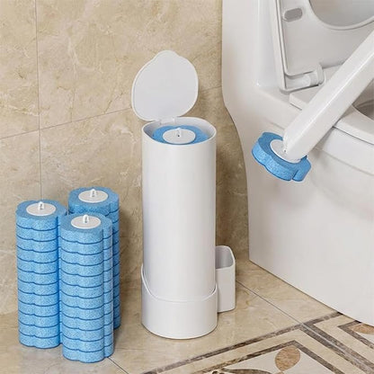 Disposable Toilet Brush with 24 Refills,Toilet Cleaning Supplies,Toilet Wand Brush Starter Kit,Wall Mounted Toilet Bowl Cleaner Brush with Holder for Bathroom Cleaning & Hygiene (White Starter Kit)