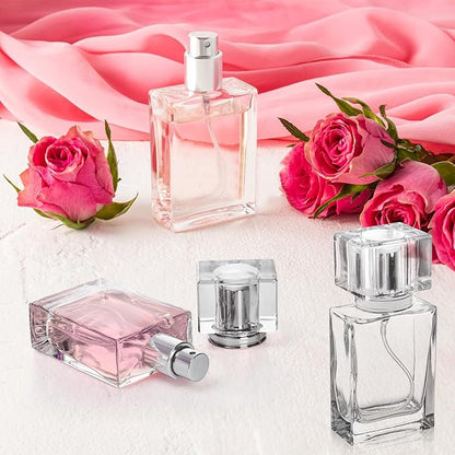 Foraineam 8 Pieces 30ml / 1 oz. Fine Mist Perfume Spray Bottles, Clear Glass Cosmetic Atomizer Bottle, Refillable Travel Perfume Bottles Empty Fragrance Essential Oil Container with Spray Applicator