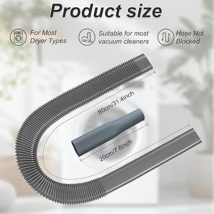 Upgraded Dryer Vent Cleaner Kit: Universal Vacuum Hose Attachment for Lint Removal Fits All Vacuums Cleaner Dryer Cleaning Tools for Clogged Ducts (Grey)