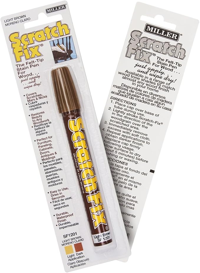 Miller SF1201 Wood Stain Scratch Fix Pen / Wood Repair Marker - Light Brown Wood