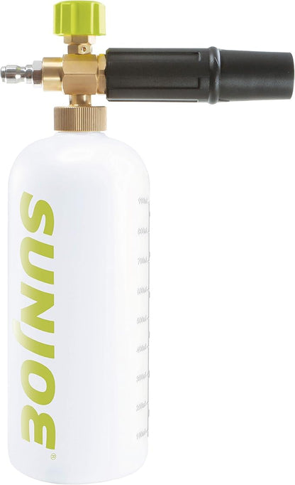 Sun Joe Foam Cannon for SPX Series Pressure Washers, Snow Foam Sprayer with 1/4-Inch Quick-Connect Inlet, Adjustable Nozzle & Detergent Dial, 34 fl oz