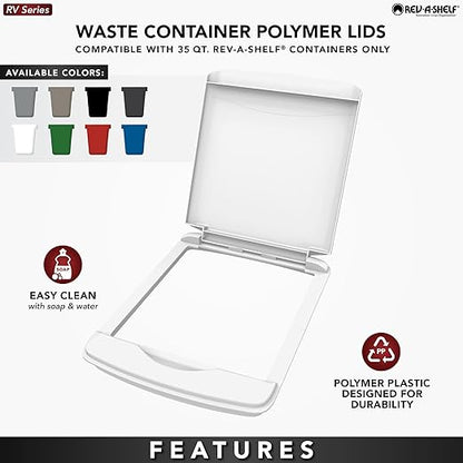 Rev-A-Shelf 35 Qt Under Sink Garbage Can Lid, Kitchen and Bathroom Cabinet, Replacement Plastic Trash Bin Lid Only, Gray, RV-35-LID-13-1-40, 2 Pack