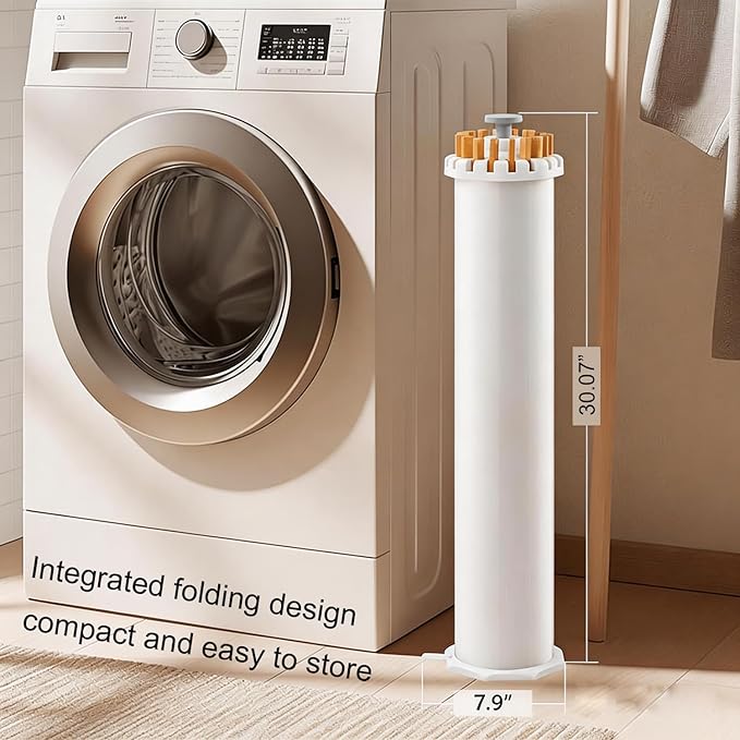 Clothes Drying Rack Tripod, Floor Standing Laundry Drying Rack, Portable & Foldable with 16 Wooden Poles Space-Saving Drying Rack for Laundry, Retractable Collapsible for Balcony Bedroom