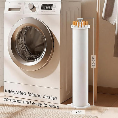 Clothes Drying Rack Tripod, Floor Standing Laundry Drying Rack, Portable & Foldable with 16 Wooden Poles Space-Saving Drying Rack for Laundry, Retractable Collapsible for Balcony Bedroom