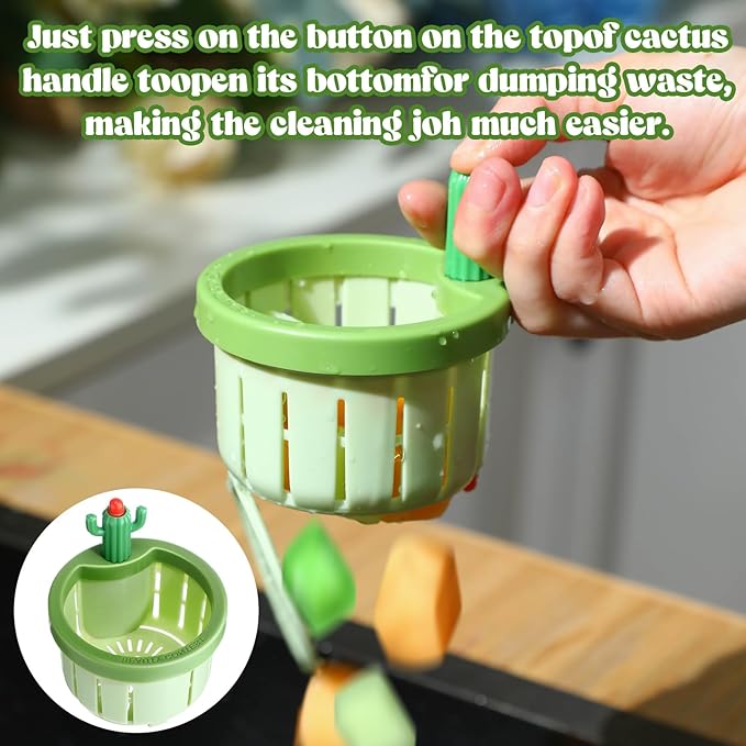 Honeydak 2 Pcs Cactus Sink Drain Strainer Automatic Pressing Dumping Sink Filter Basket Kitchen Waste Collector Filter Plastic Multi-Functional Lifting Catcher Stopper Net Kitchen Accessories for Home