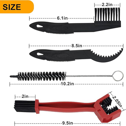 6-Piece Bike Chain Cleaner Kit with 3 Brushes & Cleaning Tools - for MTB, Motorcycle, E-Bike - Rust Removal & Maintenance