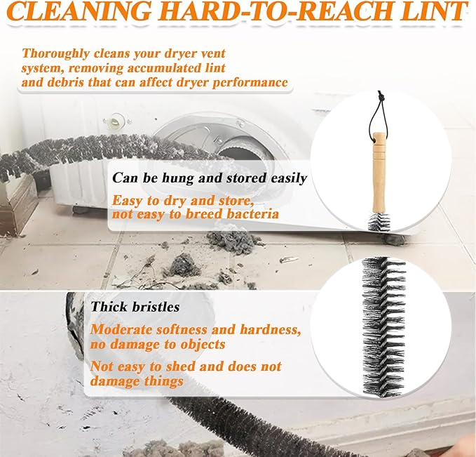 7 Pcs Dryer Vent Cleaner Kit for GE Washer Dryer Combo, WH01X35719 Lint Filter Replacement Upgraded Washable Sponge for Models PFQ97HSPVDS, Dryer Vent Brush and Dryer Vent Vacuum Hose ﻿