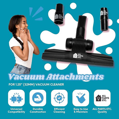 Vacuum Attachments for 1.25" (32mm) Vacuum Cleaner | Gulper Floor Tool for Hoover, Shop Vac, Eureka, Bissell, Nutone, Kenmore & More | Pet Hair & Hard Floor Cleaning