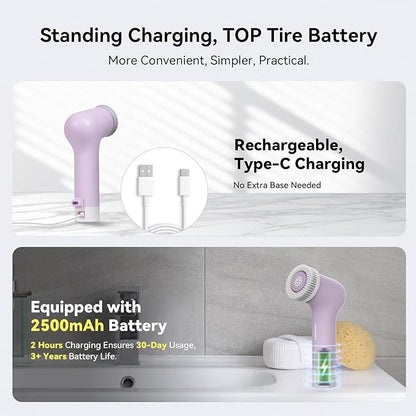 Electric Facial Cleansing Brush,Rechargeable Silicone Face Scrubber exfoliator,Face Wash Machine,3 Speeds,Waterproof, Exfoliating & Massage,for Women & Men Skincare