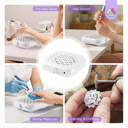 SAVILAND Nail Dust Collector:1000PA Dust Collector 5X Stronger Acrylic Dust Collector Nail Tech & Powerful Suction Nail Vacuum Dust Collector for Nail Tool 6000 RPM Nail Tech Must Have for Home Use