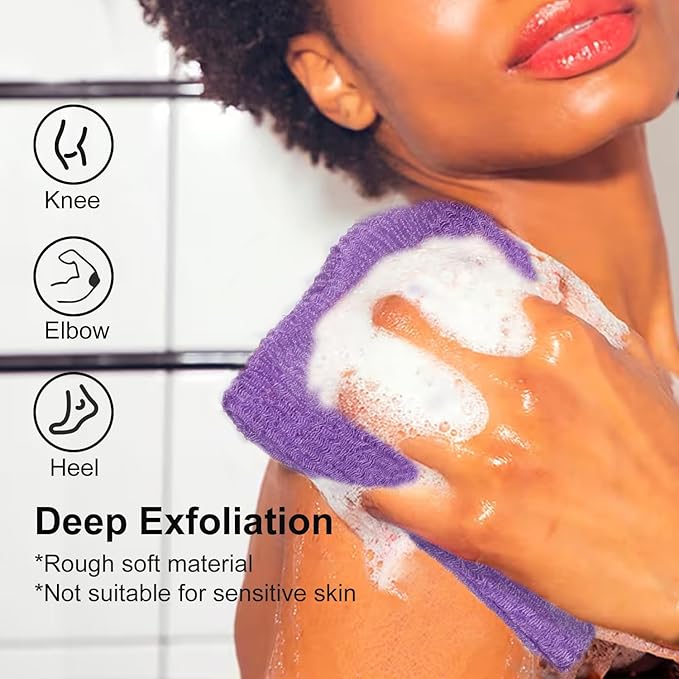 2 Pack Soap Saver Bags for Soap Bars, Exfoliating Bar Soap Scrubber Pouch for Shower, Exfoliating Body Scrubber, Come with 1 African Net Sponge for Full-Body Gentle Cleansing, Purple & Pink