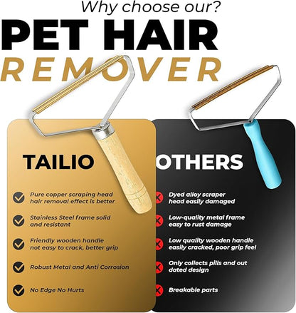 Pet Hair Remover – Multi Fabric Edge Carpet Rake Scraper with Rust-Resistant Copper Blade – Cat and Dog Hair Remover for Couch, Rugs, Car & Furniture (1 Pack)