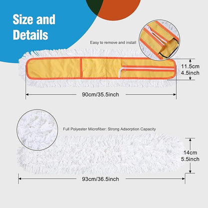 36" Microfiber Mop Pads 2 Pieces Just Fit CLEANHOME Industrial Dust Mop: B08R3F1ZZM,Yellow