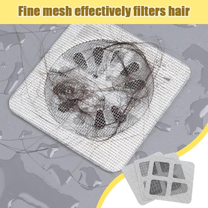 Disposable Shower Drain Hair Catcher, Disposable Hair Drain Stickers Drain Mesh Cover Bathroom Shower Drain Protector for Bathroom Laundry Kitchen Sink for Human and pet Hair (50)