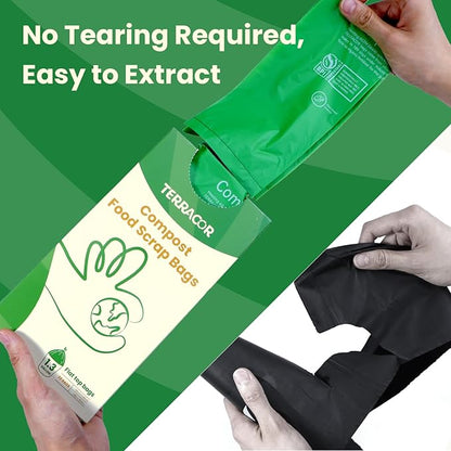 1.3 to 1.6 Gallon Compostable Trash Bags, 35 Count Green Compost Bags for Countertop Bin, Food Waste, Dispenser Packs Organic Biodegradable Bags BPI Certified Meet ASTM D6400 Standard