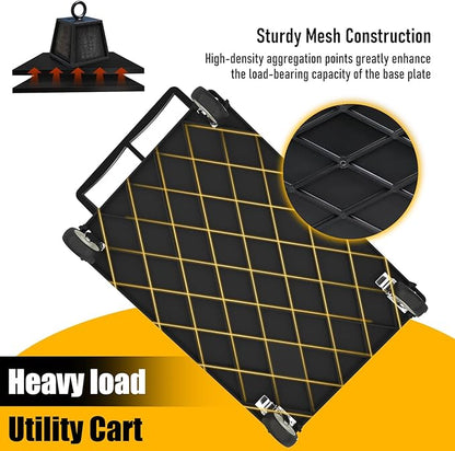 Utility Rolling Tool Cart, 40 x 17-Inch Plastic Rolling Carts Huge Storage W/Deep 2-Shelf Heavy Duty Service Carts with Wheels,550 lbs Capacity Organizer for Garage,Warehouse,Workshop-Medium