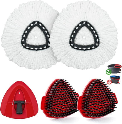Mop Heads Replacement for Ocedar, Mop Replace Head for Ocedar EasyWring 1 Tank, Microfiber Spin Mop Refills, Include 2 Mop Replacement Head Deep Cleaning, 1 Mop Base and 2 Upgraded Scrubber Mop Head