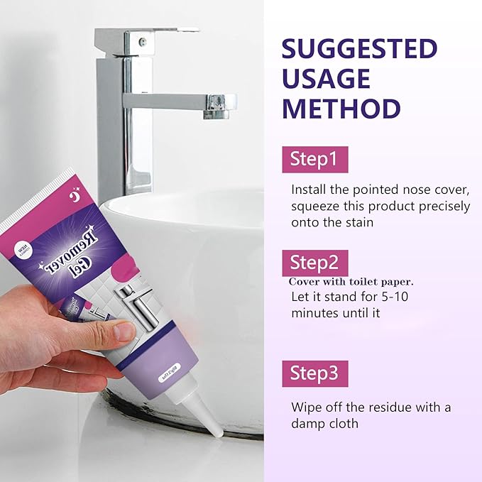 Stain Remover Gel for Tile and Grout - Thick Gel for Vertical Surfaces in Bathroom & Kitchen - Removes Soap Scum and Dirt (1PCS)