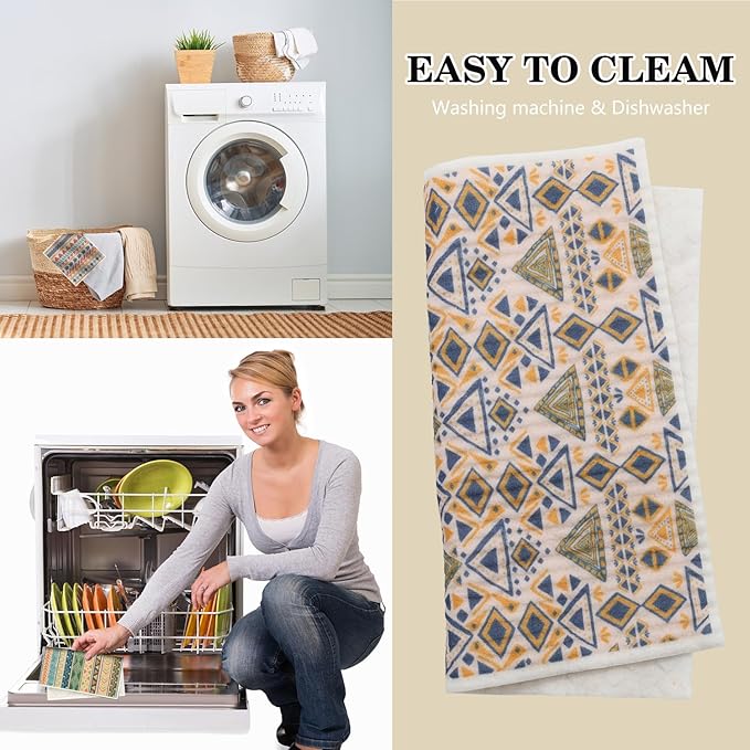 6 Pack Swedish Dishcloths for Kitchen |Watercolor Dish Towels | Reusable Paper Towels Washable | Non-Scratch Cellulose Sponge Cloths | No Odor, Biodegradable, Swedish Cloths, Texture