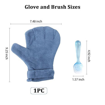 1 Pcs Hamster Bite Proof Glove and Grooming Brush Set, Adjustable Hamster Glove, Lid Soft Cleansing Brush Massage Combs, Guinea Pig Brush, Hamster Care Set for Hamsters, Ferrets, Hedgehogs (Blue)