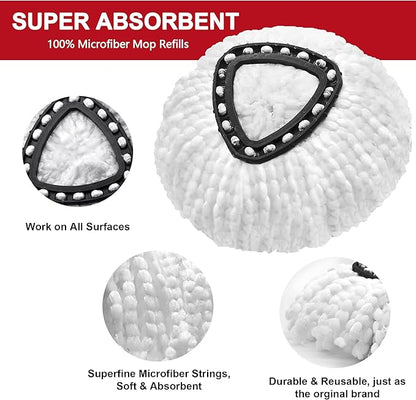 1 Pack Mop Heads Replacement for O-Ceda Easy Wrin Spin Mop, Microfiber Spin Mop Refills, Easy Cleaning Mop Head Replacement (1pc 1-Tank Mop White)